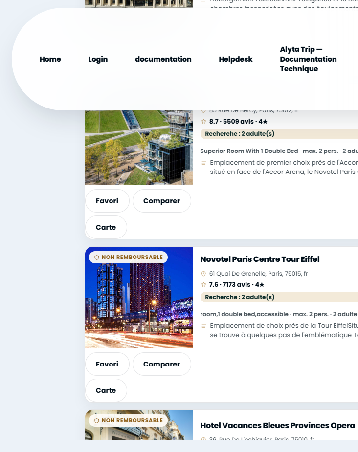 Hotel search results