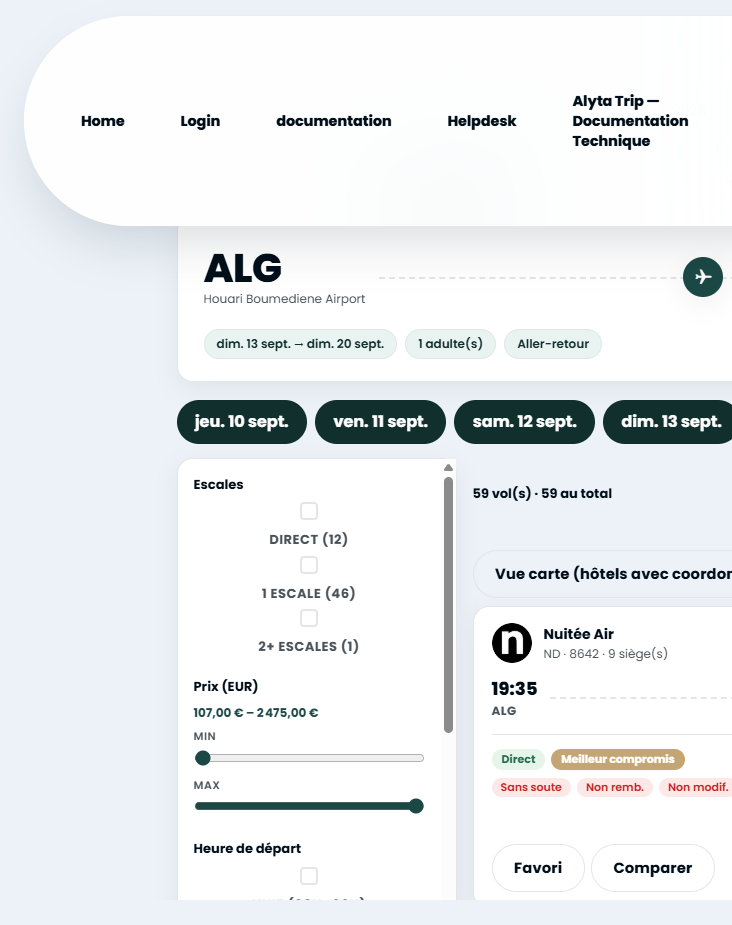 Flight offers ALG–CDG