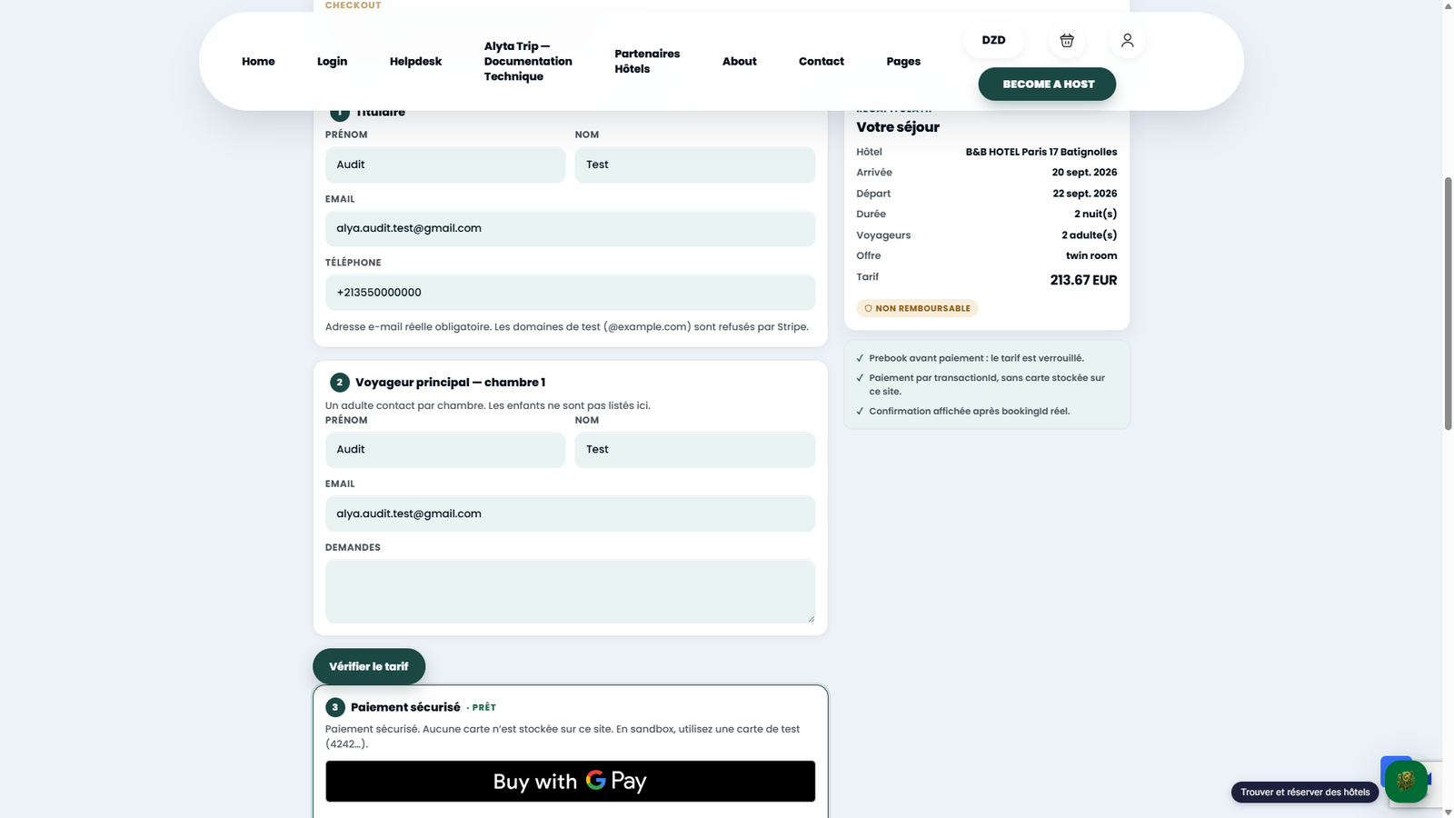 Hotel prebook Pay